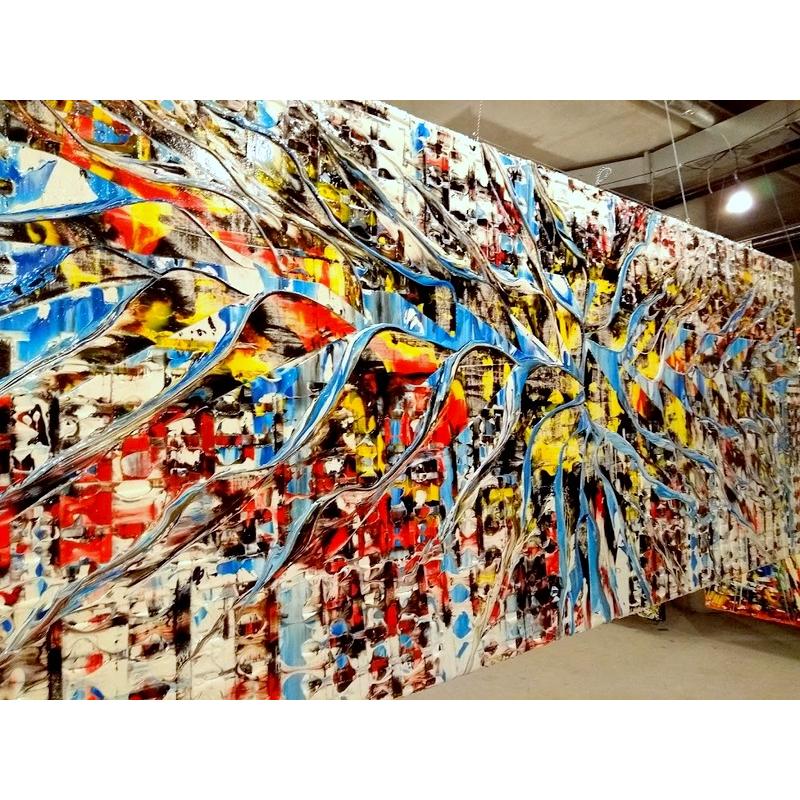 Blizard XXL. Groot formaat. Dik reliëf. Kleurrijk. Abstract. Door M. van Vliet