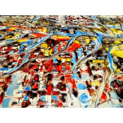 Blizard XXL. Groot formaat. Dik reliëf. Kleurrijk. Abstract. Door M. van Vliet
