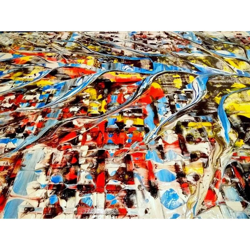 Blizard XXL. Groot formaat. Dik reliëf. Kleurrijk. Abstract. Door M. van Vliet