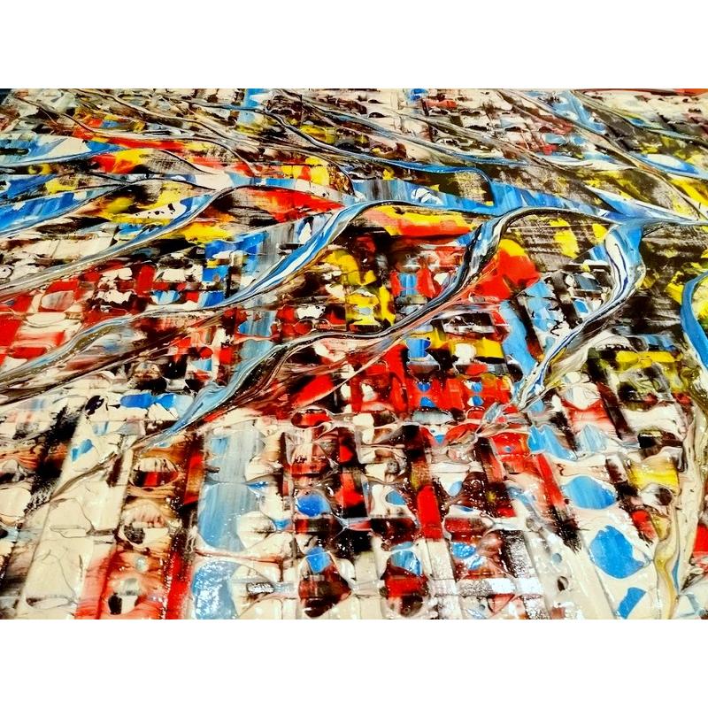 Blizard XXL. Groot formaat. Dik reliëf. Kleurrijk. Abstract. Door M. van Vliet