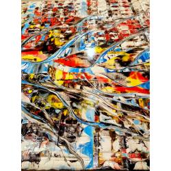 Blizard XXL. Groot formaat. Dik reliëf. Kleurrijk. Abstract. Door M. van Vliet