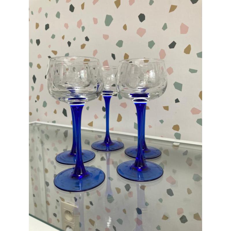 Luminarc  blauwe wijn glazen