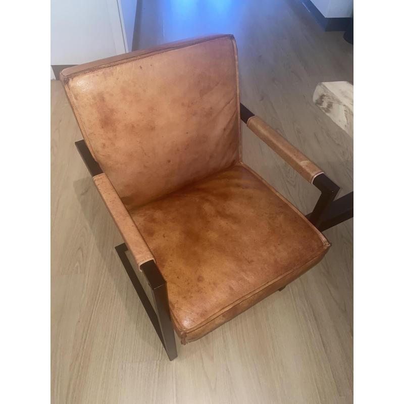 2x buffelleren eetkamerstoelen cognac