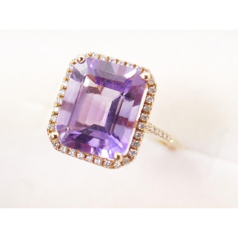 Veiling van een 14kt Roségouden ring met Amethist en Diamant bij ProVeiling