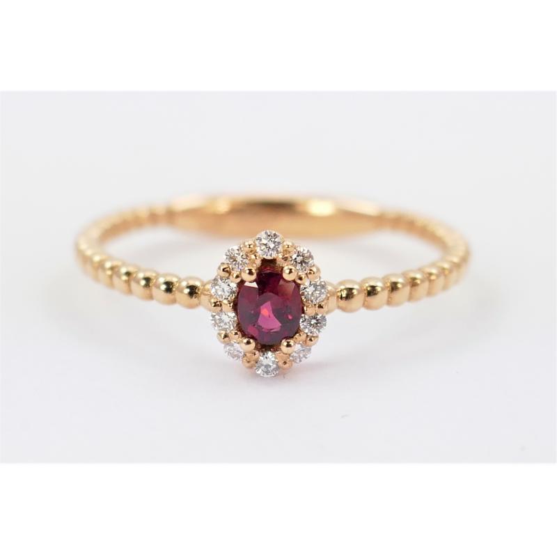 Veiling van een 18kt roségouden ring met robijn en diamant bij ProVeiling