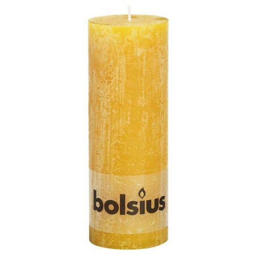 Bolsius rustieke stompkaars 190/68 okergeel