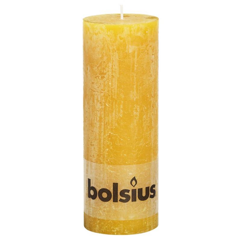 Bolsius rustieke stompkaars 190/68 okergeel