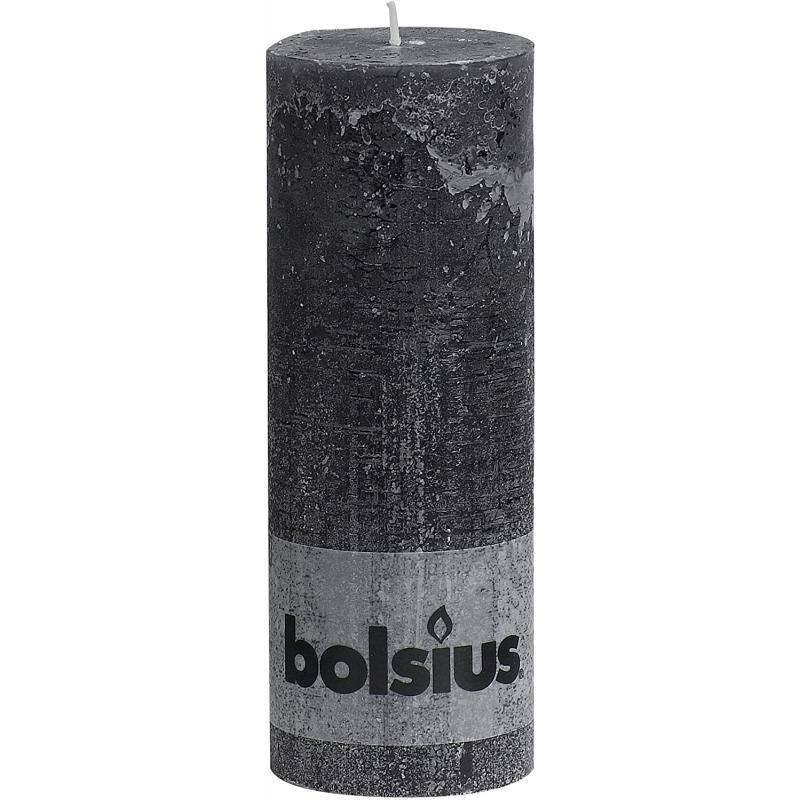 Bolsius rustieke stompkaars 190/68 chocoladebruin