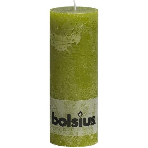 Bolsius rustieke stompkaars 190/68 mosgroen