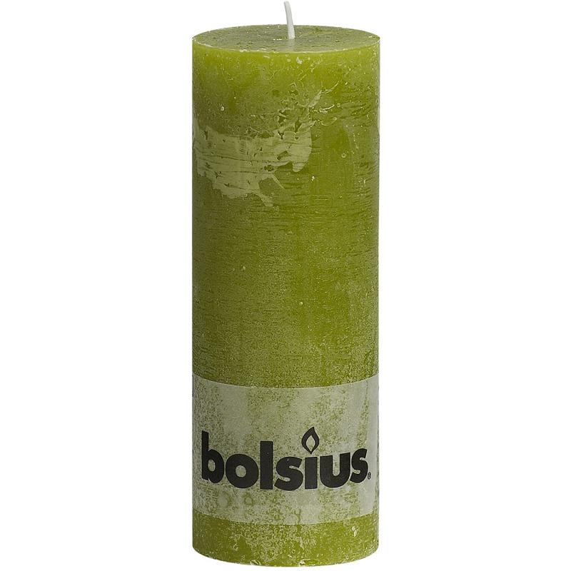 Bolsius rustieke stompkaars 190/68 mosgroen