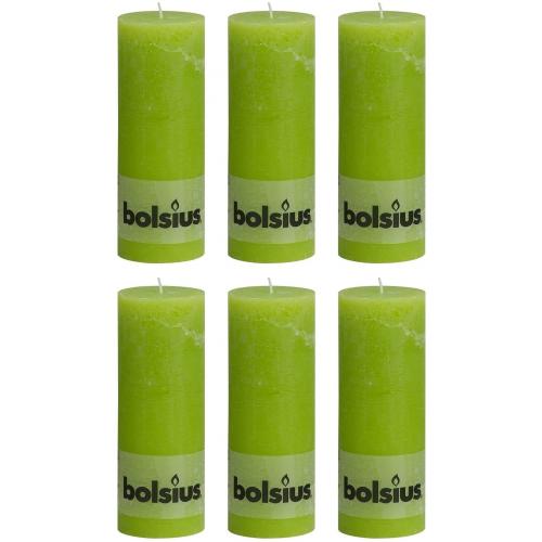 Bolsius rustieke stompkaars 190/68 limoen