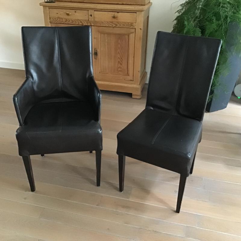 6 Lederen eetkamerstoelen