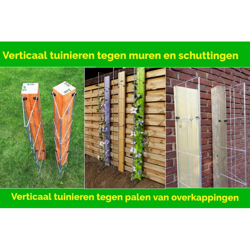 Beplanting langs staanders van een overkapping leiden.
