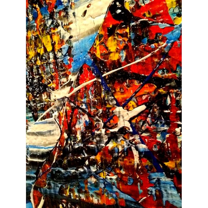 Dreamer. Groot formaat. Abstract. Kleurrijk. In dik reliëf. Door M. van Vliet