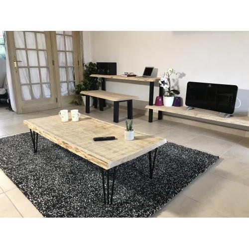 Salontafel Boomstam massief Eik Met hairpin poten (3punt)