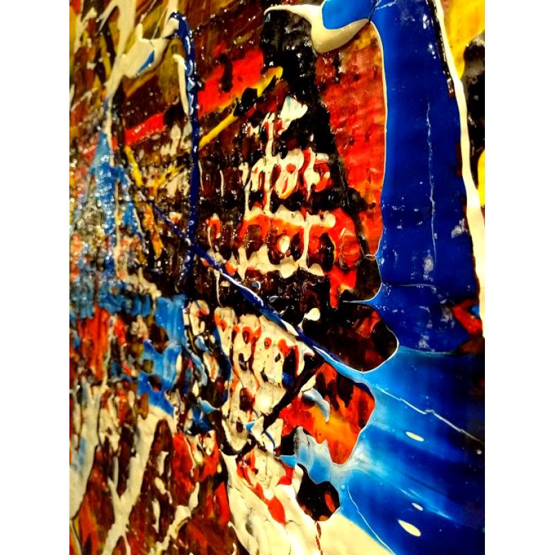 Dreamer. Groot formaat. Abstract. Kleurrijk. In dik reliëf. Door M. van Vliet