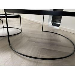 Mooie zwarte houten salontafel set (merk Etnicraft)