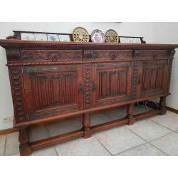 Eikenhouten flespoottafel met 2 uittrekbare bladen