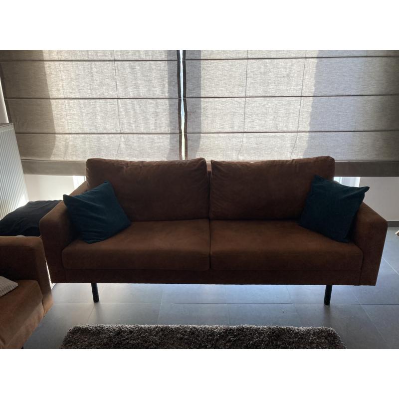 2 x Zetel cognac lederlook - 2,5 zit- in perfecte staat!