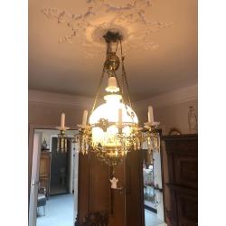 Antieke / Oude Luchters - Lamp Belge - wit - fraaie ijspegels