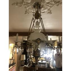 Antieke / Oude Luchters - Lamp Belge - wit - fraaie ijspegels