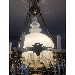 Antieke / Oude Luchters - Lamp Belge - wit - fraaie ijspegels