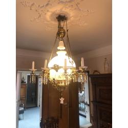 Antieke / Oude Luchters - Lamp Belge - wit - fraaie ijspegels