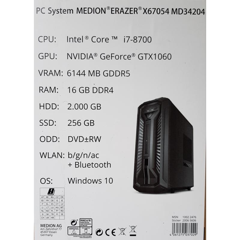 Medion game pc en scherm.