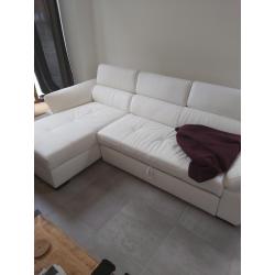 Nieuwe wit leder/kunstleer 3 zits hoek/slaapbank