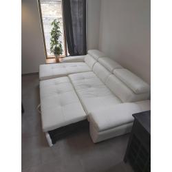 Nieuwe wit leder/kunstleer 3 zits hoek/slaapbank