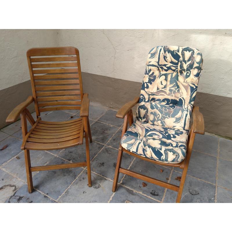 4 teakhouten Tuinstoelen incl kussens
