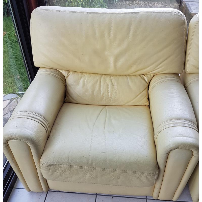 2 x 1-zit in leder kleur geel