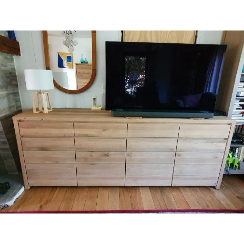 Massief licht eiken dressoir en barkast
