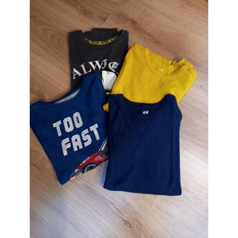 pakket 4 t-shirts lange mouwen maat 134-140