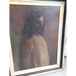 antiek schilderij Christuskop