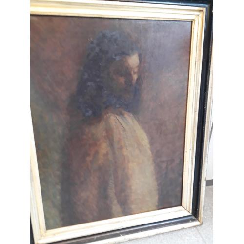 antiek schilderij Christuskop
