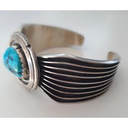 Norbert Johnson Navajo Lapis Channel vintage armband sterling zilver - handgemaakt
