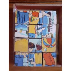 Oude blokkenpuzzel in hout