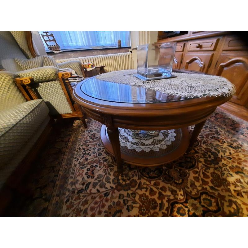 vintage glazen salontafel