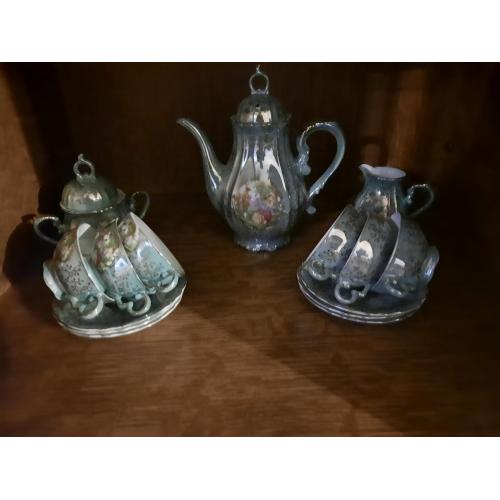 vintage koffiesetje met 6 kopjes