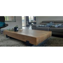 Prachtige design eiken salontafel 1m60 x 1m x 32 cm