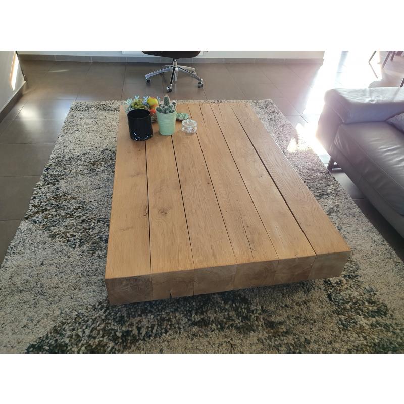 Prachtige design eiken salontafel 1m60 x 1m x 32 cm