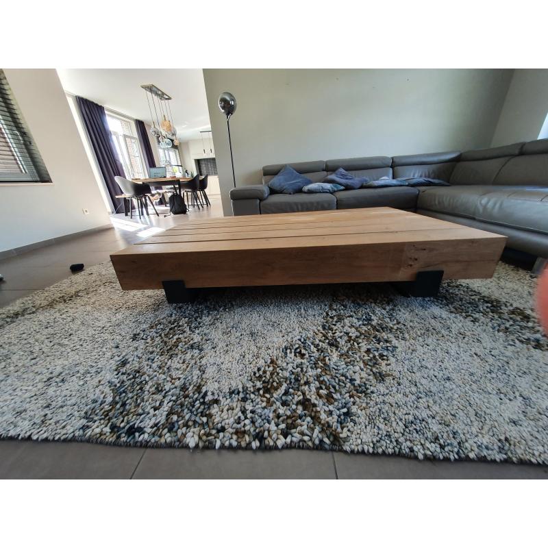 Prachtige design eiken salontafel 1m60 x 1m x 32 cm