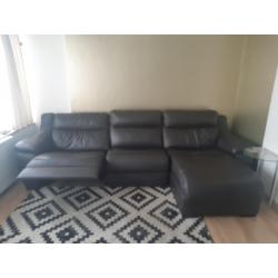 Uitschuifbare lederen driezit longchair