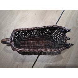 Wijnfleshouder in riet, handgemaakt, vintage