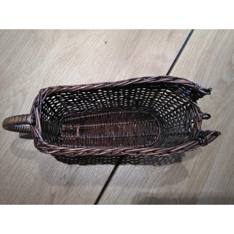 Wijnfleshouder in riet, handgemaakt, vintage