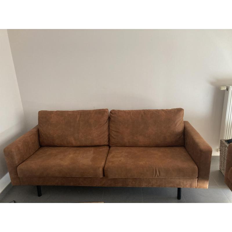 2 x Zetel cognac lederlook - 2,5 zit- in perfecte staat!