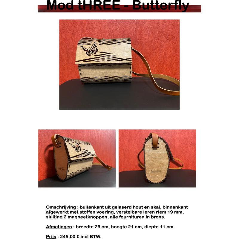 Houten handtas Cara-Cara Butterfly-Collection