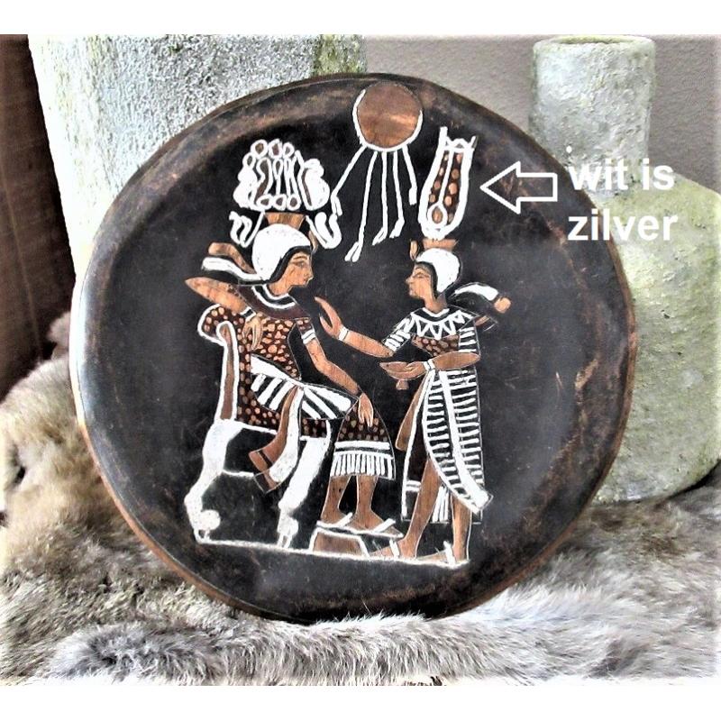 Antiek Egyptisch Wandbord Koper met 925/1000 zilver