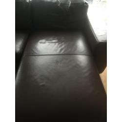 Grote hoeksalon hoekbank bruin leer